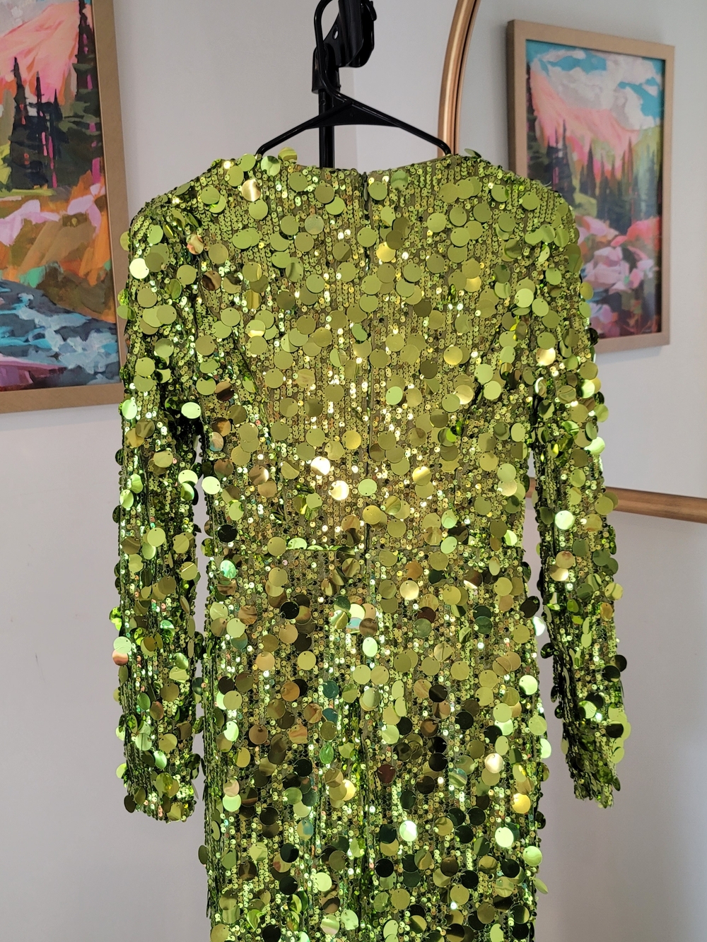 NWOT FAEREISTY Green Long Sleeve Sequin Gown Size XS - Picture 8 of 16